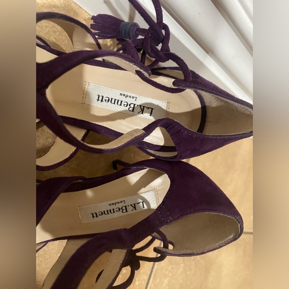 L.K.Bennett London Purple Suede 3inch Heels With Strap Made In Spain Sz36 - Picture 9 of 13